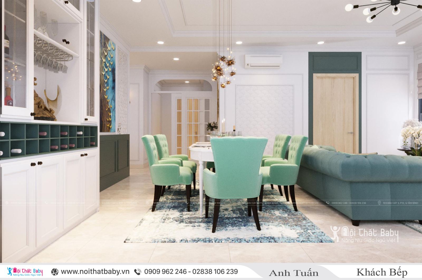 Thiết kế nội thất căn 106m2 chung cư Emerald Celadon City